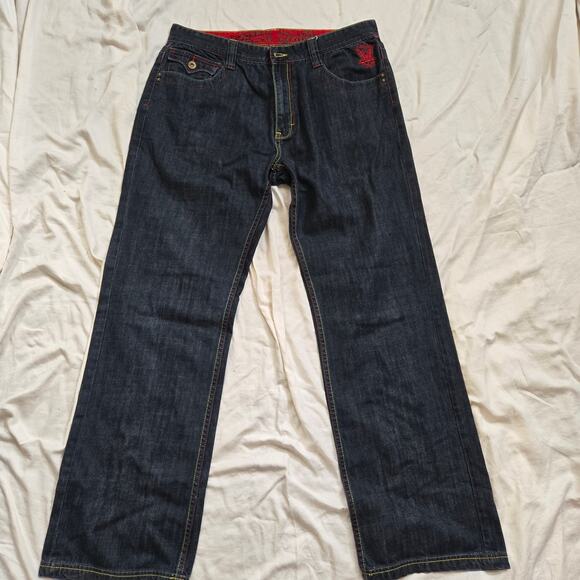 Vtg Pepe Jeans Mens Size 36x33 HTF Skull Live Free Dark Wash Y2K Hip-Hop - Picture 4 of 15